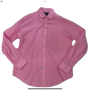 Polo By Ralph Lauren Pink White Check Custom Fit Cotton Button Down Shirt Large